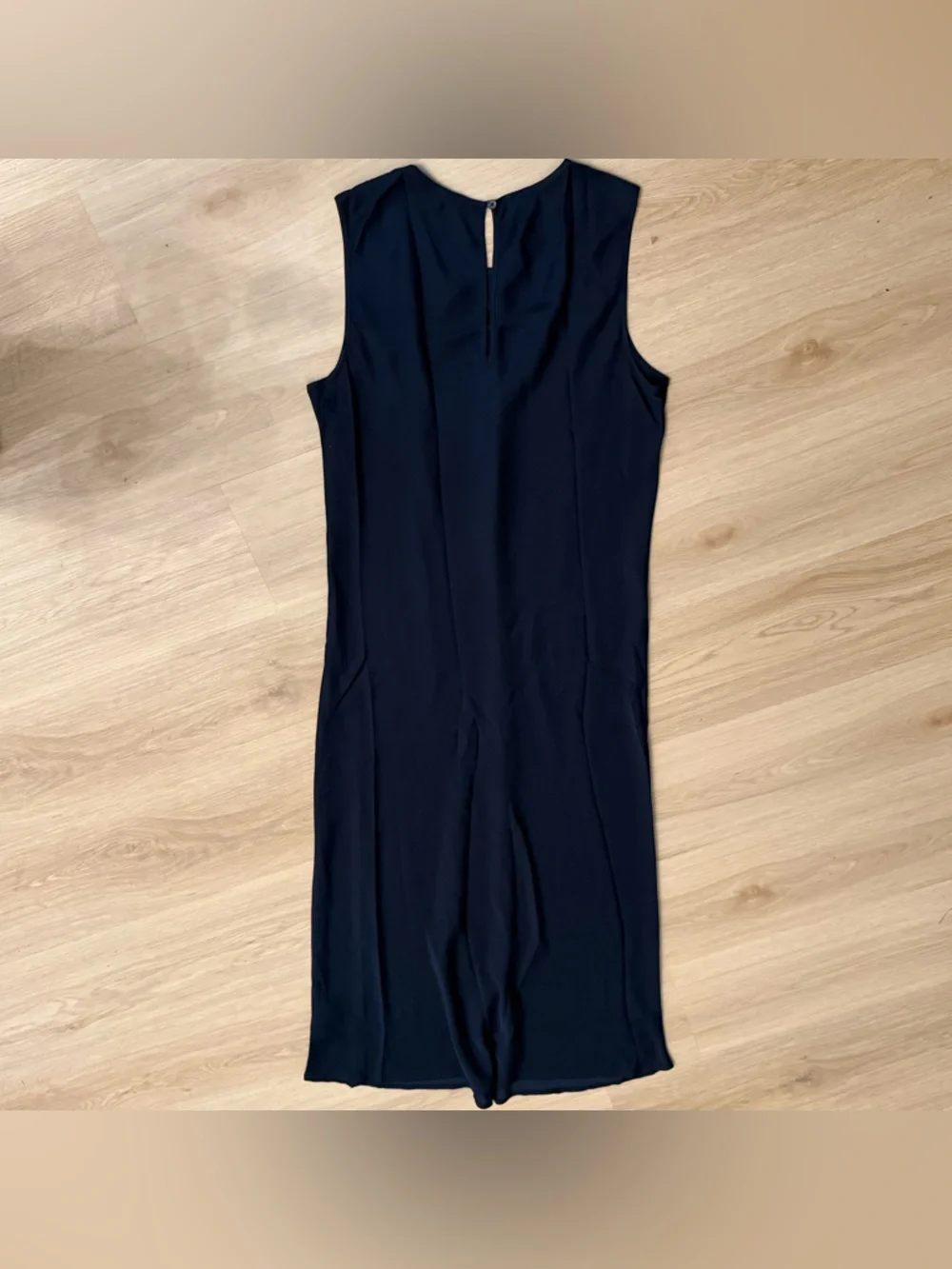 Quince Washable Stretch Silk Tank Midi Dress Sz L Navy Blue - Picture 3 of 4